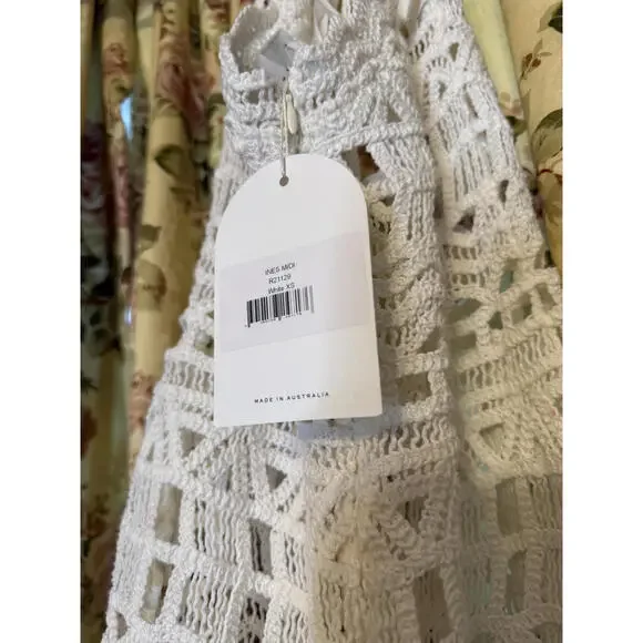 NWT! Rumer Ines Midi White Crochet Swimsuit Cover Dress Size XS - Picture 4 of 5